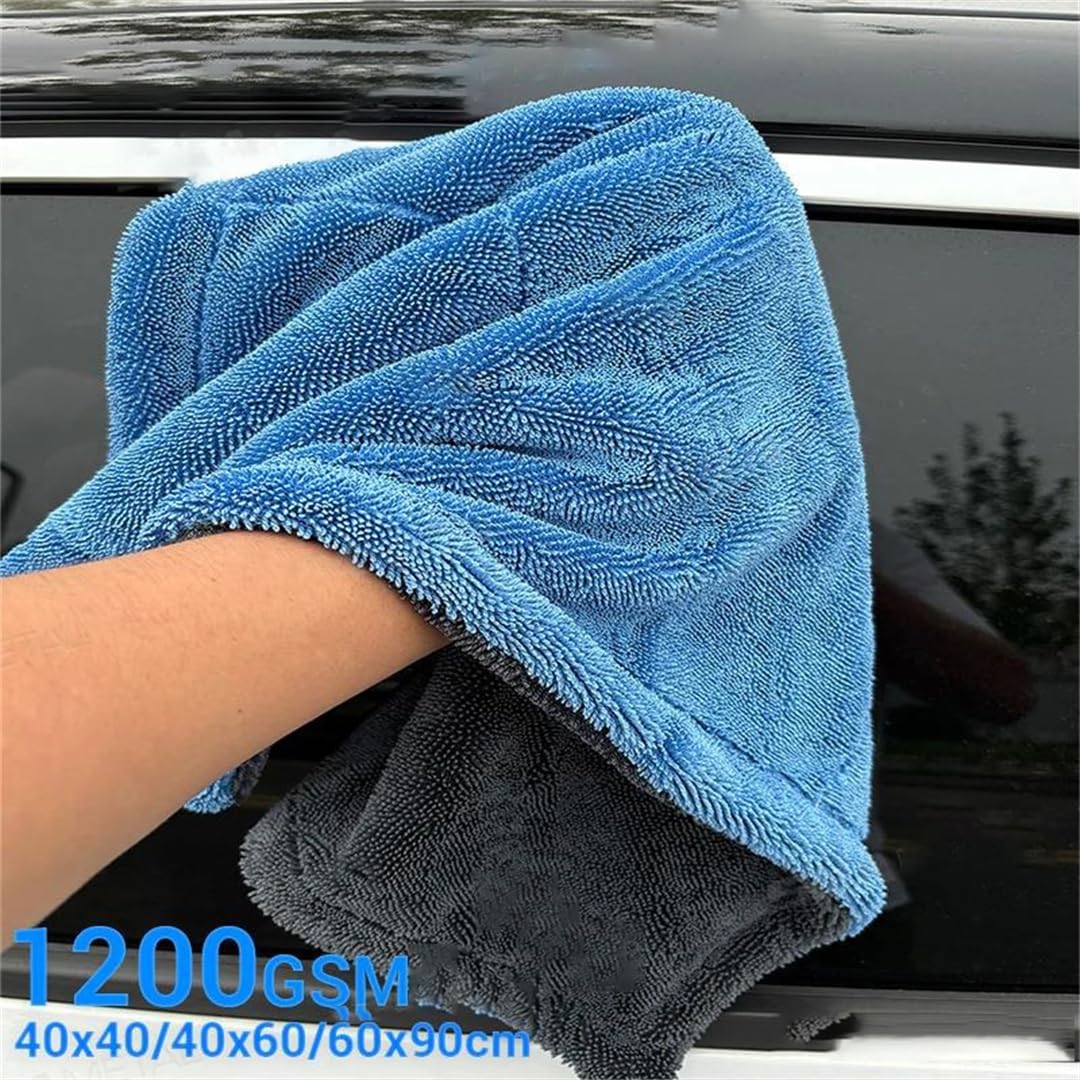 Kelsiop Asciugamano ultra spesso assorbente in microfibra per lavaggio auto per dettagli auto asciugatura rapida panno senza graffi 1200 g/m² diverse dimensioni