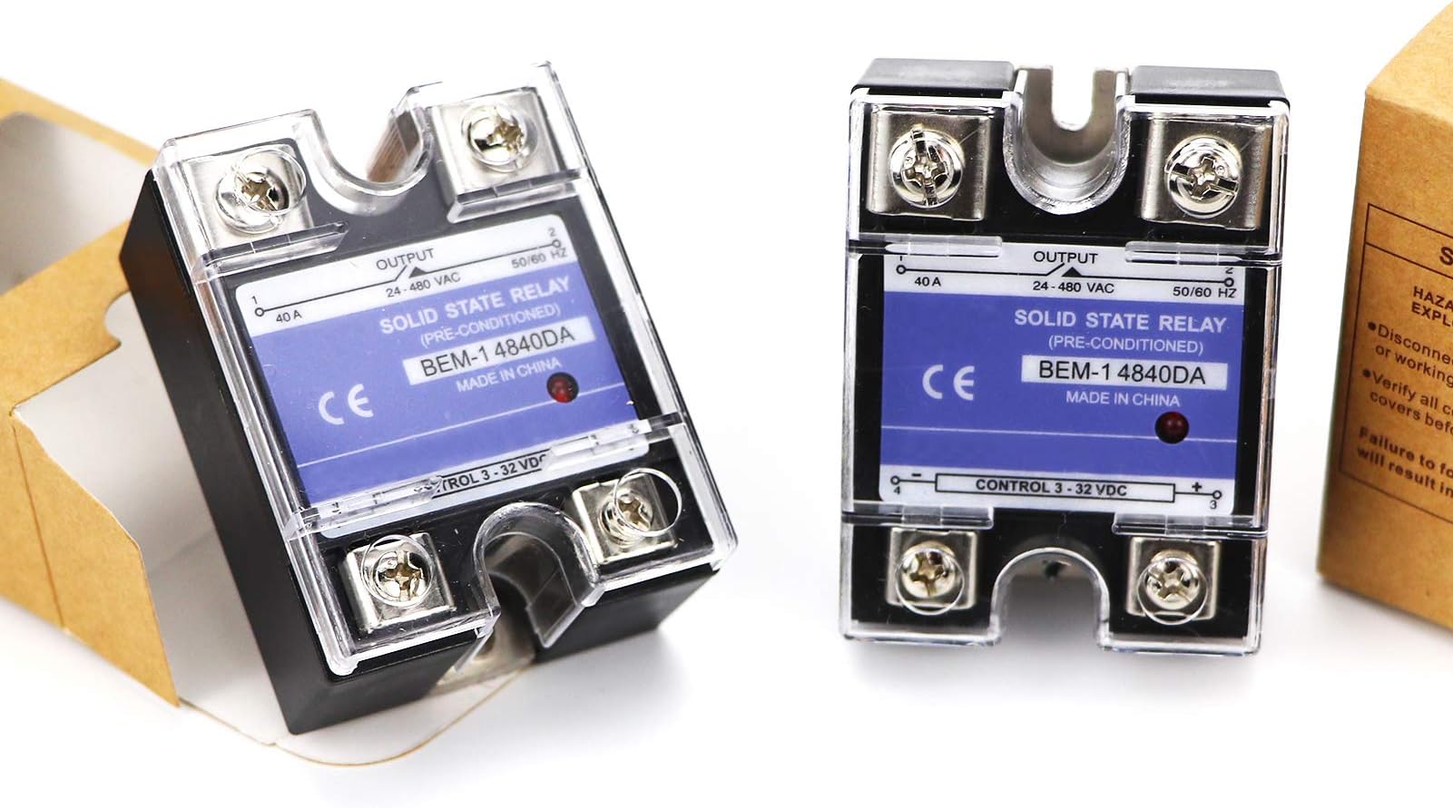 14840DA Solid State Relay 3-32V DC to 24-480V AC 40A Output Single Phase SSR (2PCS)
