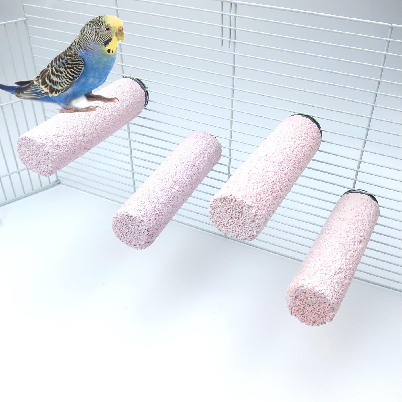 Alfie Pet - Korey Mineral Perch 4-Piece Set for Birds - Color: Pink