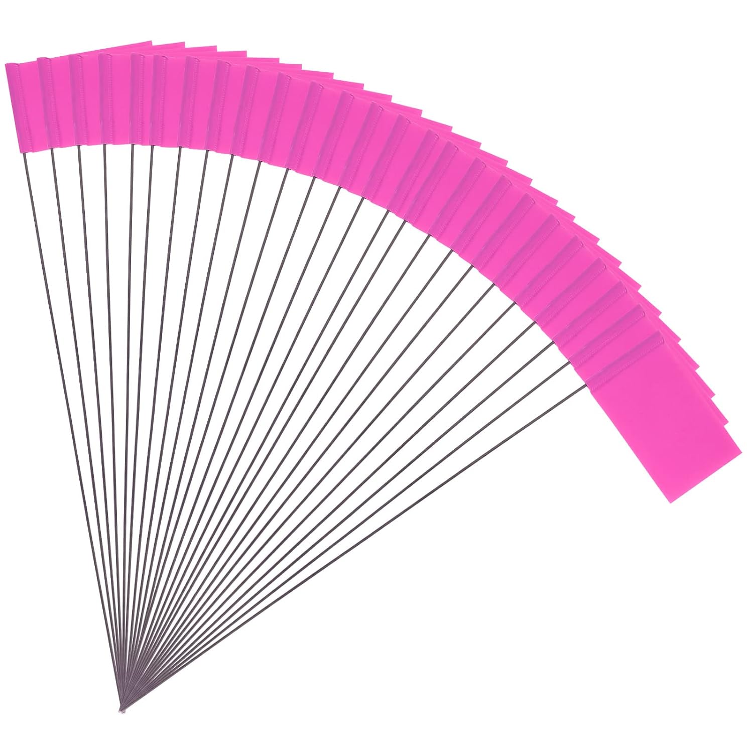 50pcs 2x3" Marking Flags with Steel Pole Vinyl Stake Flags Markers Lawn