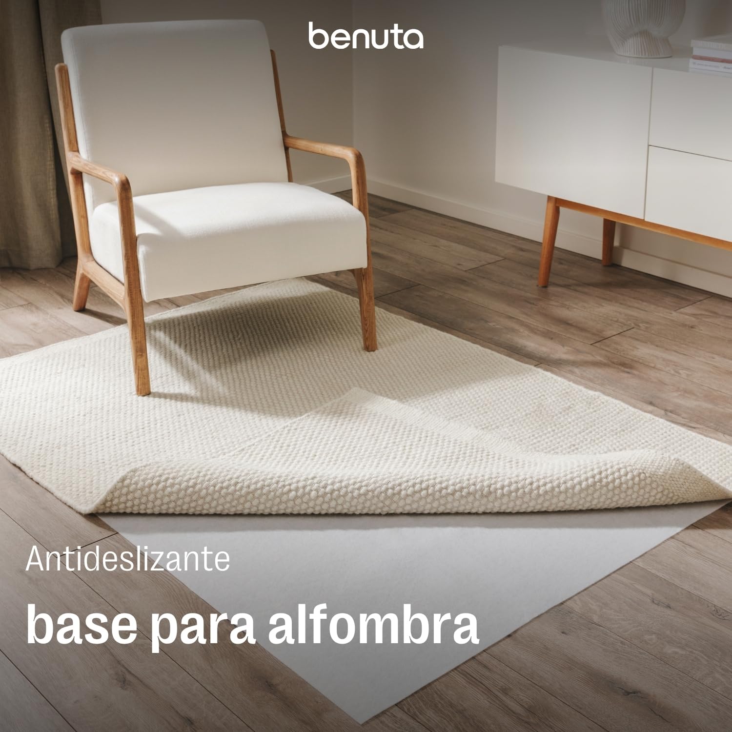 benuta Bajo Alfombra - 190x290 cm Rectangular - Antideslizante Grande - Base Recortable - Malla para salón - Extra Underlay