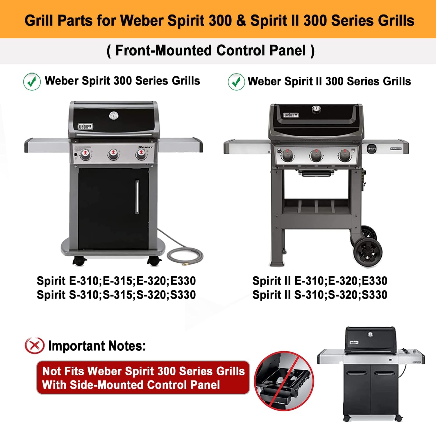 69787 Grill Burner and 7636 Flavorizer Bars for Weber Spirit E310 E315 & Spirit II 310 E320 Grills;Weber Spirit Replacement Parts;Weber Spirit flavorizer Bars;Weber Spirit Grill Burner
