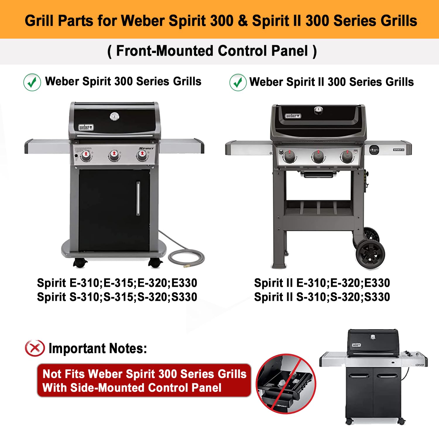 Weber bruciatori per barbecue Spirit E310, E315, E330 e Spirit II 310 E320; pezzi di ricambio