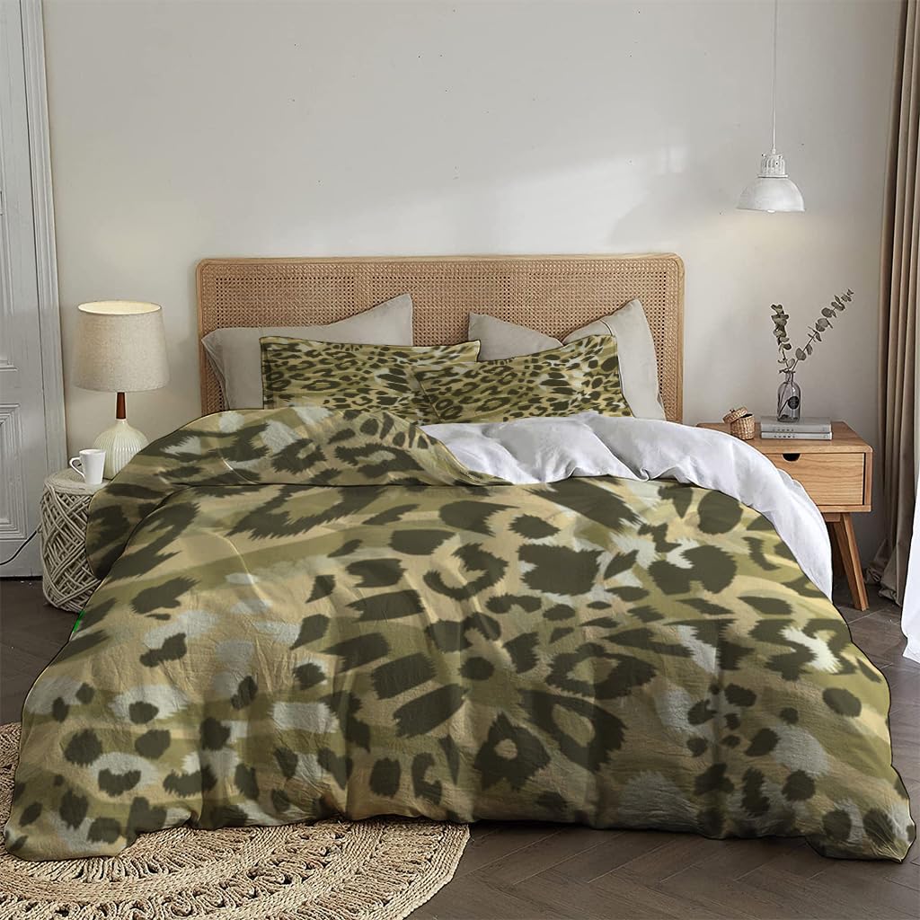 NIBAINLO 布団カバー動物のヒョウ柄とシマウマの縞模様の模様 肌に優しい ピーチスキン加工 掛け布団カバー 和式 洋式 あったか 布団カバーセット リバーシブル ホームステイ ホテル 家庭兼用