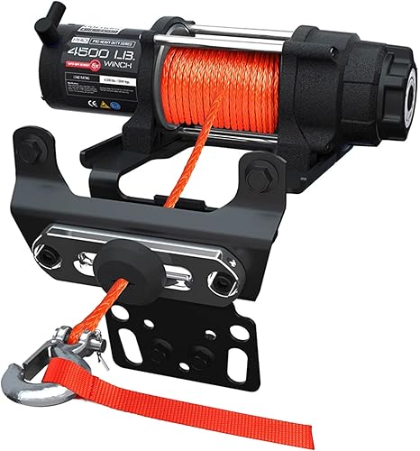 Miniatura 5 de Kit de cuerda sintética de cabrestante, 14 pulgadas x 50 pies, 10000 libras, cuerda de cable sintética con gancho, tapón, funda protectora, correa