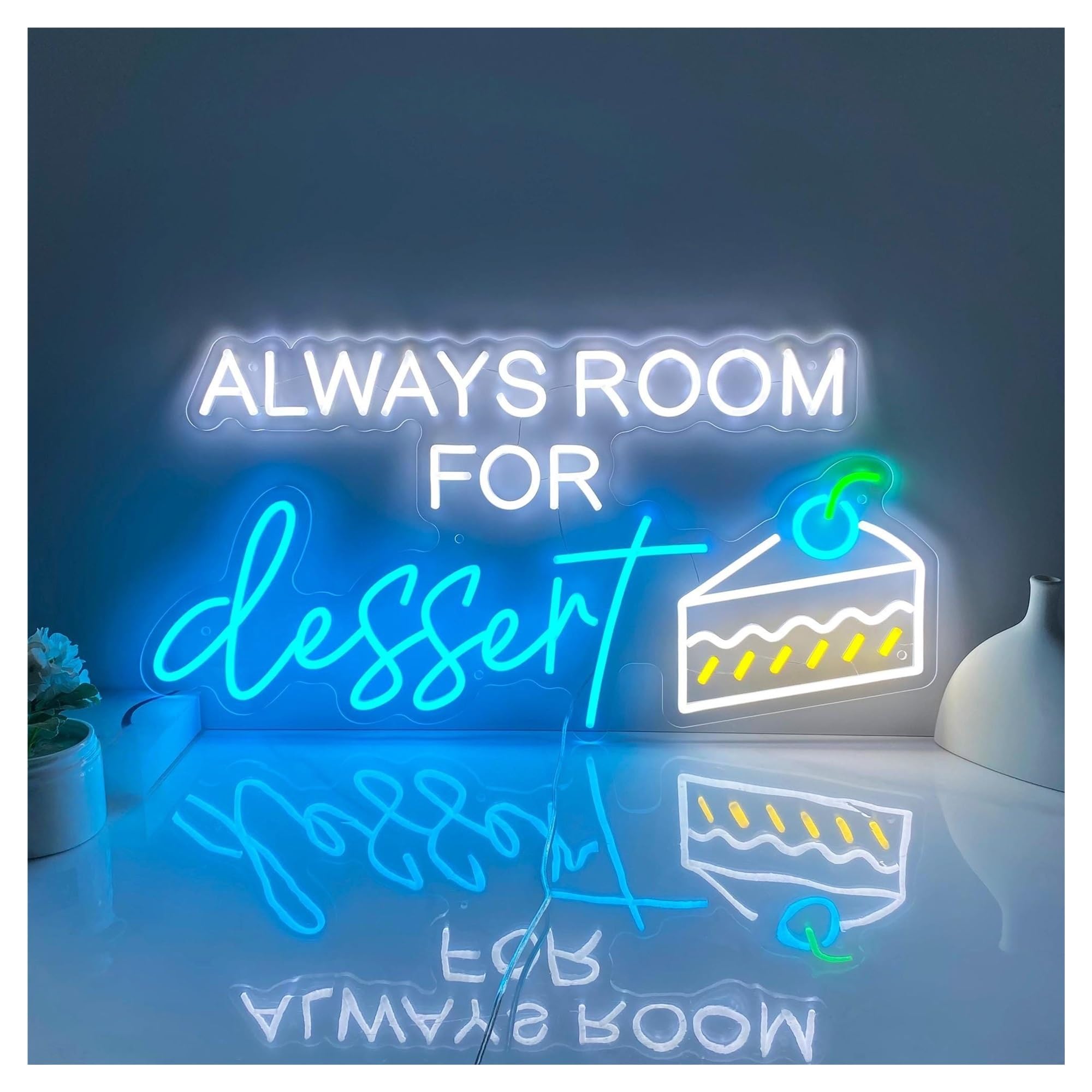 RONGCH Hanging Art Signs Always Room for Dessert Neon Sign,Suitable for Cafe Bakery Shop Wall Decor with Dimmable 26cmx50cm(A)