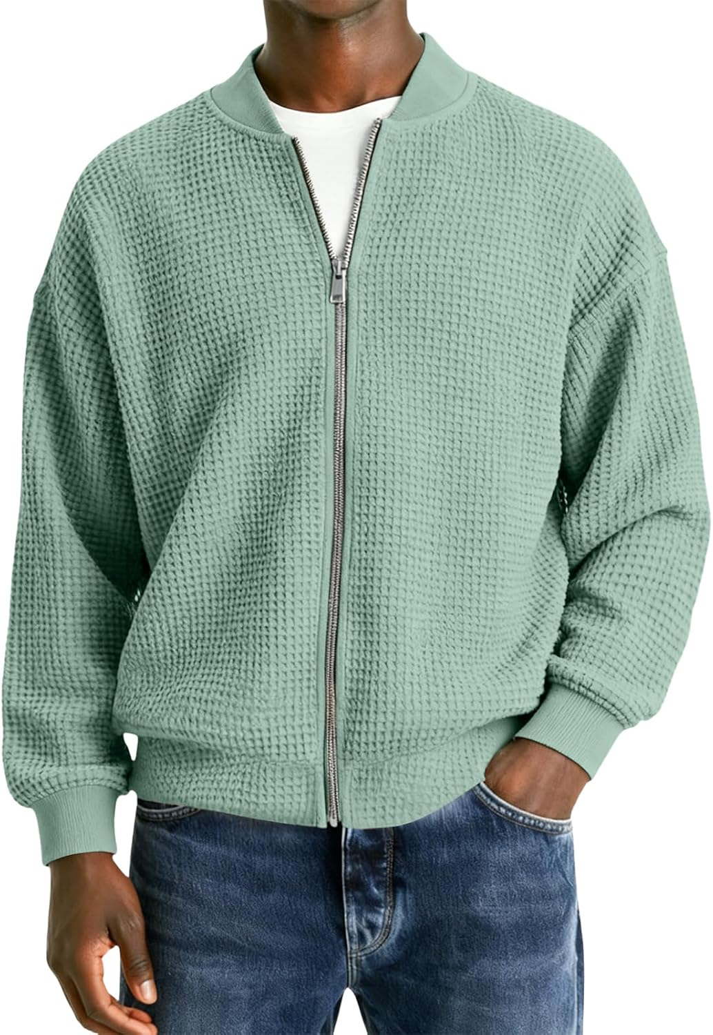 Winter Jacket Men Coats Fleece Hoodies Sweatshirt Thermal Lightweight Polyester Long Sleeve Warm Big and Tall Mens Cloth Mint Green XL