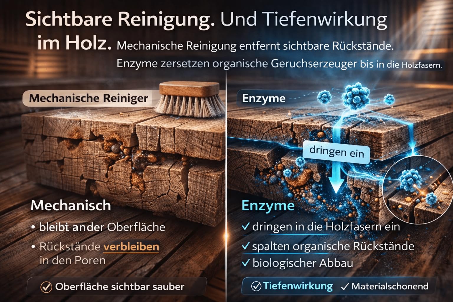 Sauna Reiniger 200g + UV-Lampe Schwarzlicht macht Flecken sichtbar Urinfinder aufspüren versteckte Stellen Spray Sprühflasche Bürste Saunabürste Schwamm Reinigungsset | PHOENIX Enzymreiniger