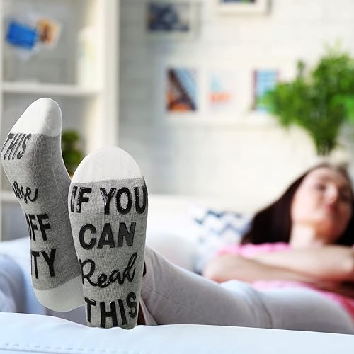 Miniatura 8 de SATINIOR 4 pares de calcetines divertidos para enfermera, con texto en inglés "If You Can Read This Nurse Is Off Duty for Nurse Is Off Duty for