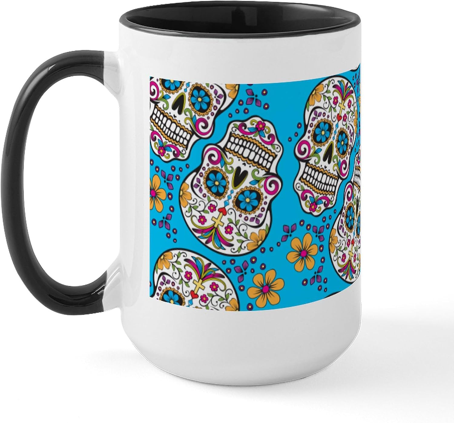 CafePress Day Of The Dead Sugar Skull, Halloween Mugs 15 oz (444 ml) Ceramic Coffee Mug