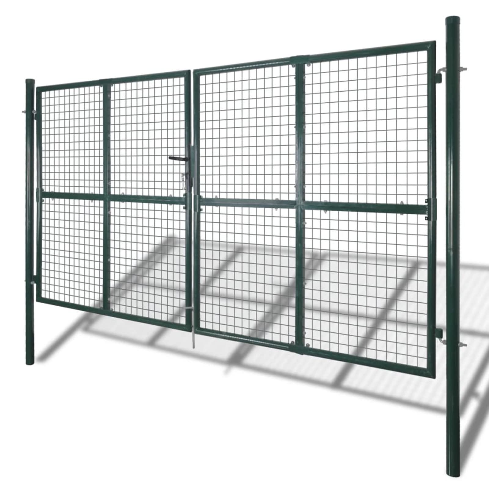 Gecheer Cancello,Doppio,da Giardino,Esterno,in Rete Acciaio Zincato,Verde Scuro,306x250 cm,Cancello Doppia Anta,Cancello da Giardino,Cancello Metallo,Cancello Acciaio,Cancello per Recinzione