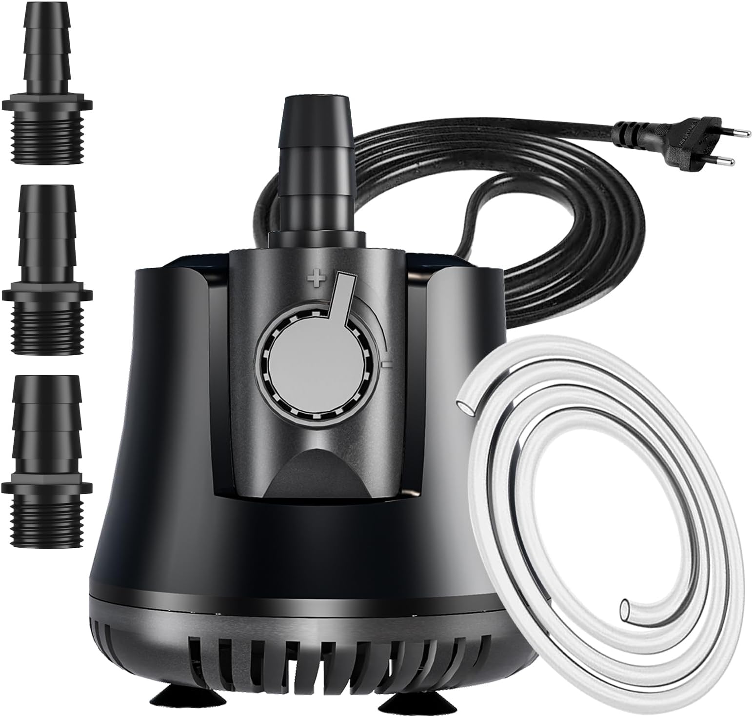 Submersible Water Pump 60W 3500L/H Ultra Quiet Aquarium Pump Mini for Pond Fountain Pump with Adjustable Switch and 1.8m Cable, 3 Nozzles for Ponds, Hydroponics and Fountains