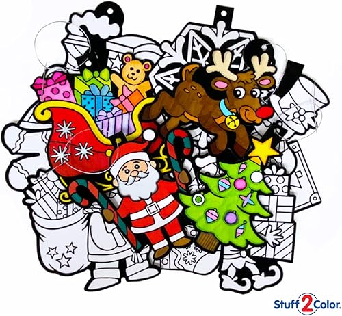 Miniatura 5 de Colorea tus propios adornos de Navidad, paquete de 12 unidades, manualidades y manualidades para niños para todas las edades, proyecto de vacaciones