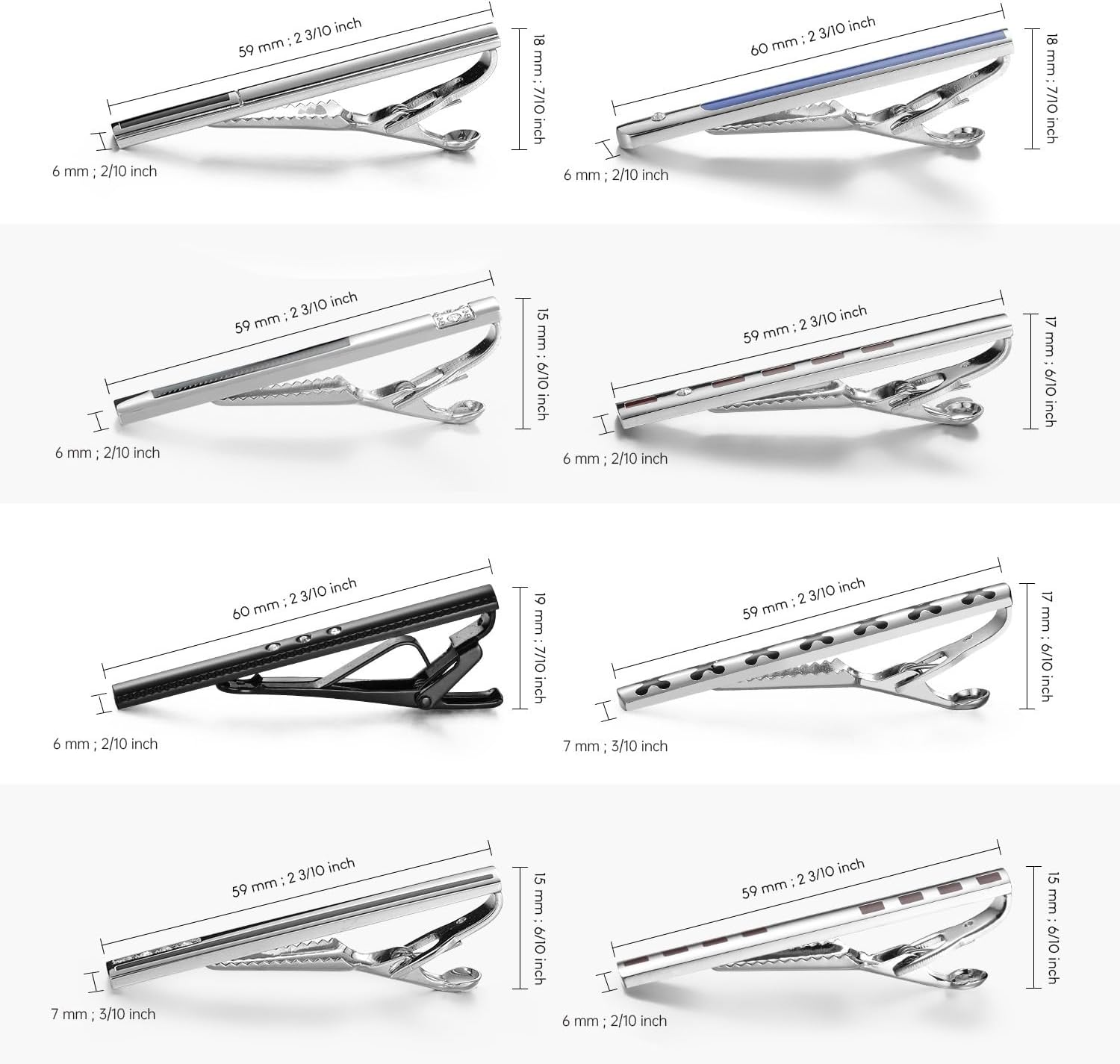 Enamel Tie Clip Set with Diamond