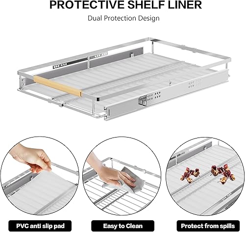 Miniatura 3 de Slideep Organizadores de cajones extraíbles, cesta deslizante expandible de acero inoxidable, ancho ajustable de 12 a 18.2 pulgadas para armario de