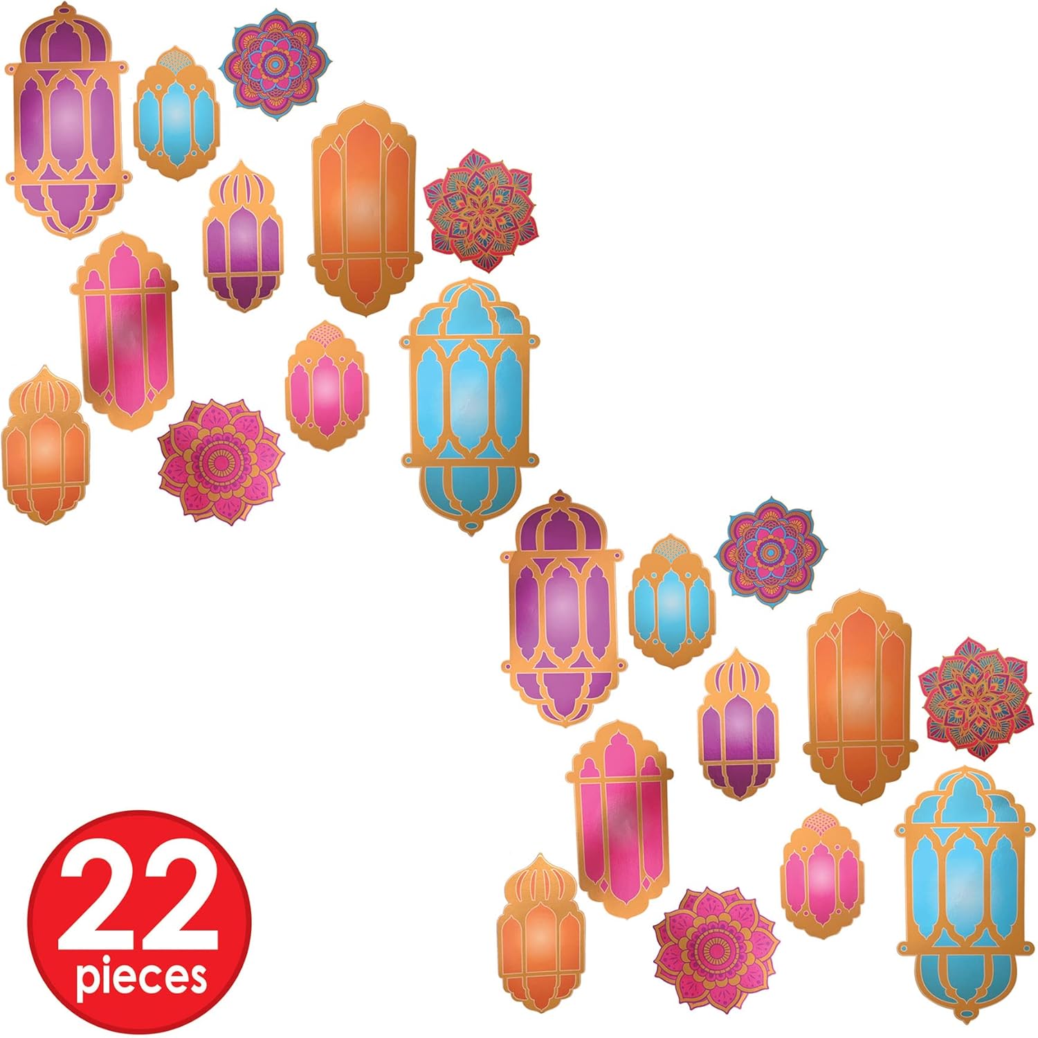 Beistle 22 Piece Colorful Paper Lantern And Mandala Cut Outs Arabian Nights Theme Party Decorations Supplies