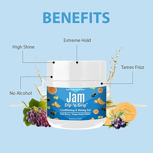 Miniatura 3 de Jam Conditioning & Shining Gel Acai BerrySemilla de uvaMelón, fijación extrema, solución de peinado unisex (4 onzas)