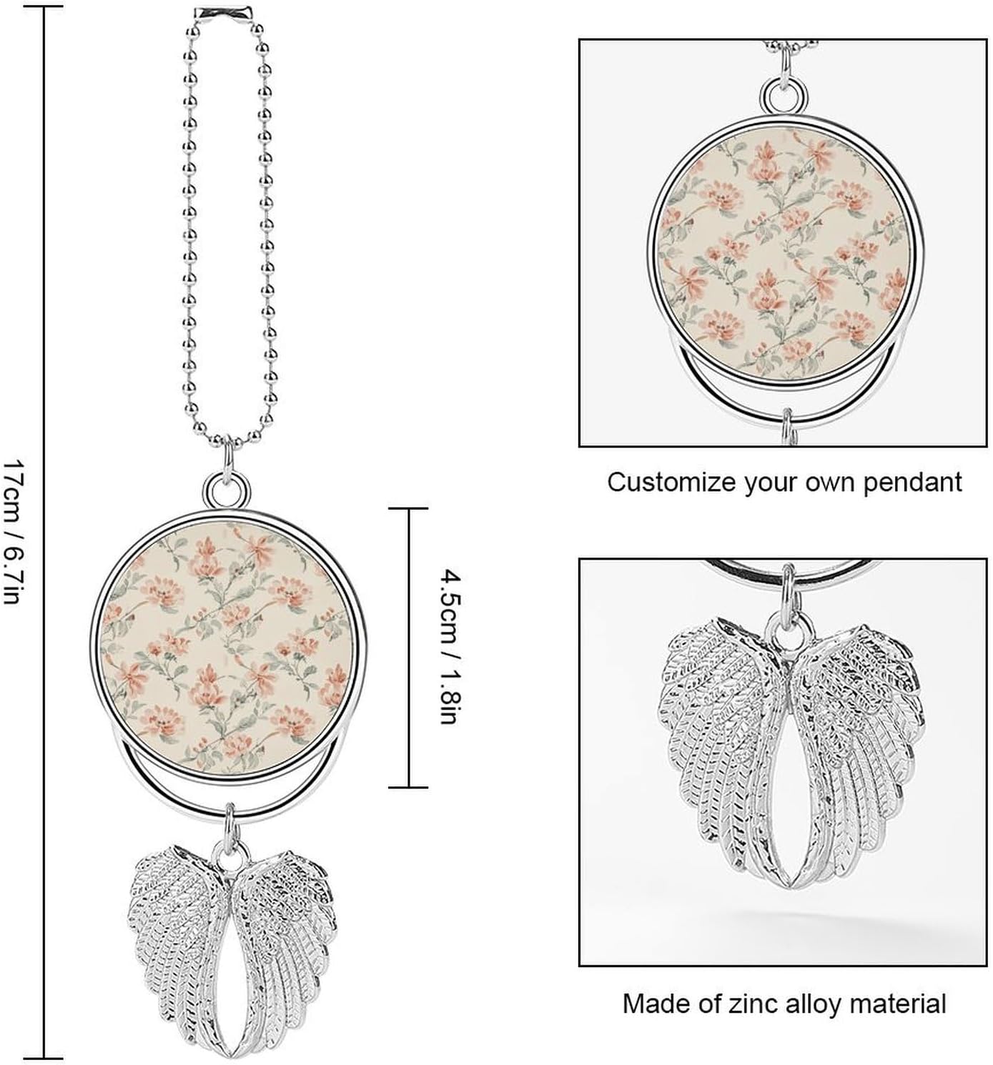Paisley Flower Guardian Angel Car Charm for Rear View Mirror image 2