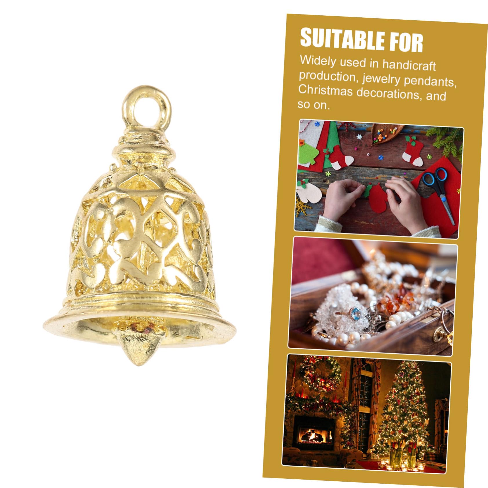 Anneome 50pezzi Campane Decorative Ottone Pendenti per Borse e Accessori Fai da Te Campane Vuote Ottone Dorato Decorazioni per Natale e Artigianato