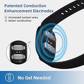 EmeTerm Fashion FDA Cleared Relieve Nausea Electrode Stimulator Morning Sickness Motion Travel Sickness Vomit Relief Rechargeable No Gel Drug Free Wrist Bands Without Side Effects (Jet Black)