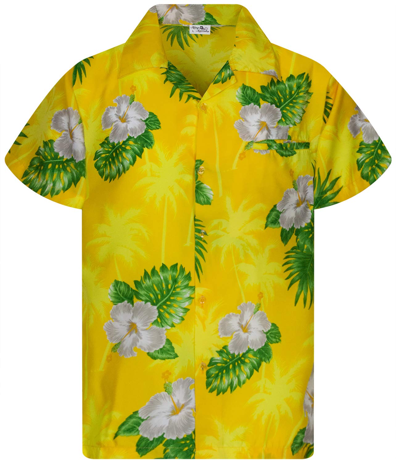 King Kameha Funky - Camisa Hawaiana para niños, niñas, Manga Corta, Bolsillo Frontal, Estampado Hawaiano, Unisex, diseño de Flores pequeñas