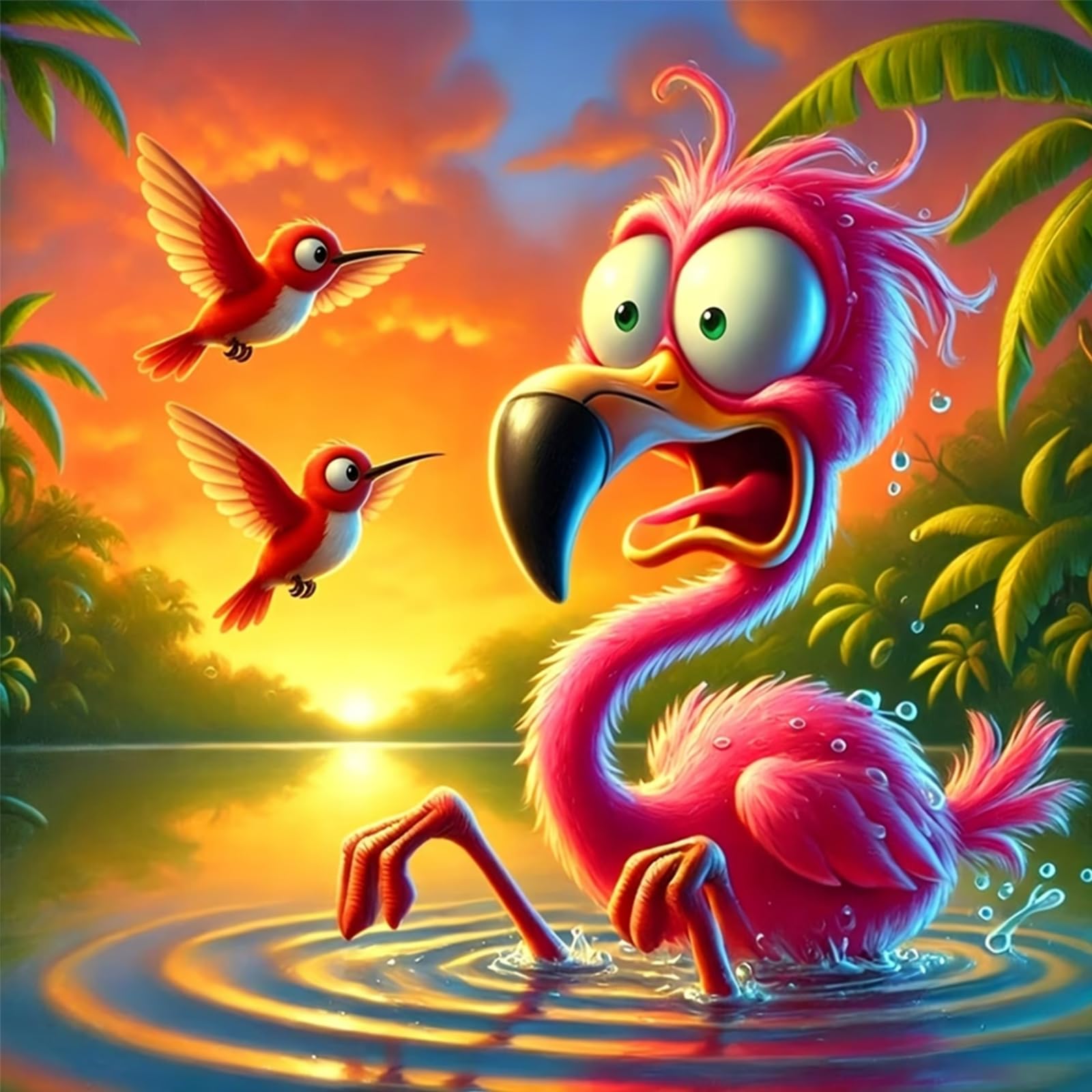 Poetrydraw Flamingos Full Diy 5D Round Drill Diamond Art Painting Kits For Adults/Beginners Gift Idea Home Decor Diamond Art Paintings Picture Arts Craft 40X40cm (Flamingos)