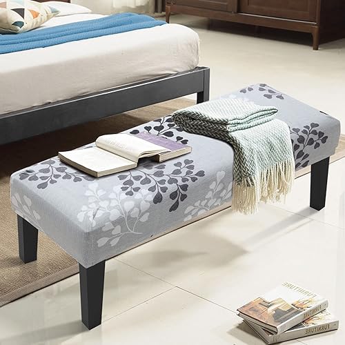 Miniatura 2 de Fundas de banco de comedor de jacquard, funda protectora de asiento rectangular para comedor, salas de estar, dormitorios, cocinas (gris y negro)
