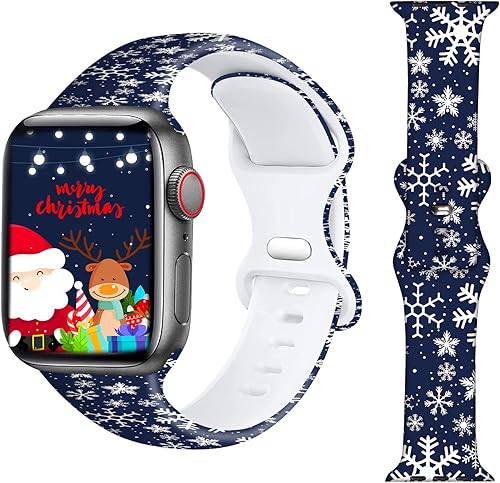 Correas de silicona de Navidad compatibles con correas de Apple Watch de 1.496 pulgadas, 1.575 pulgadas, 1.614 pulgadas, 1.732 pulgadas, 1.654 Correas de silicona de Navidad compatibles con correas de Apple Watch de 1.496 pulgadas, 1.575 pulgadas, 1.614 pulgadas, 1.732 pulgadas, 1.654