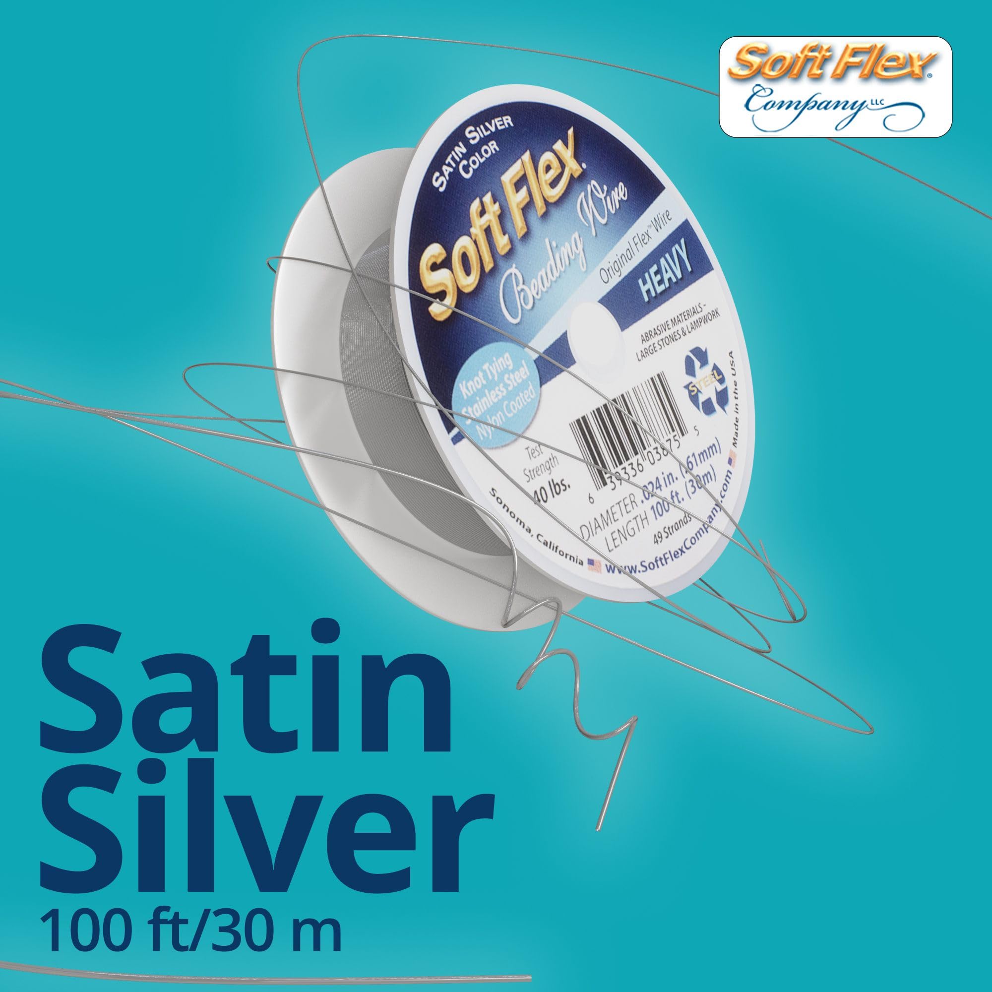 Weiche Flex Original 024-Zoll 100 ft.. Schmuckdraht aus satiniertem Stahl