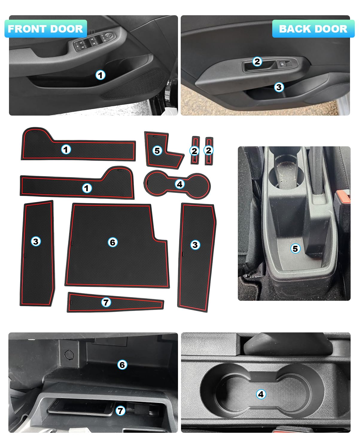 CDEFG Tapis Anti-Poussière Renault Clio 5 2020-2022 – Protection Caoutchouc Rouge Élégante