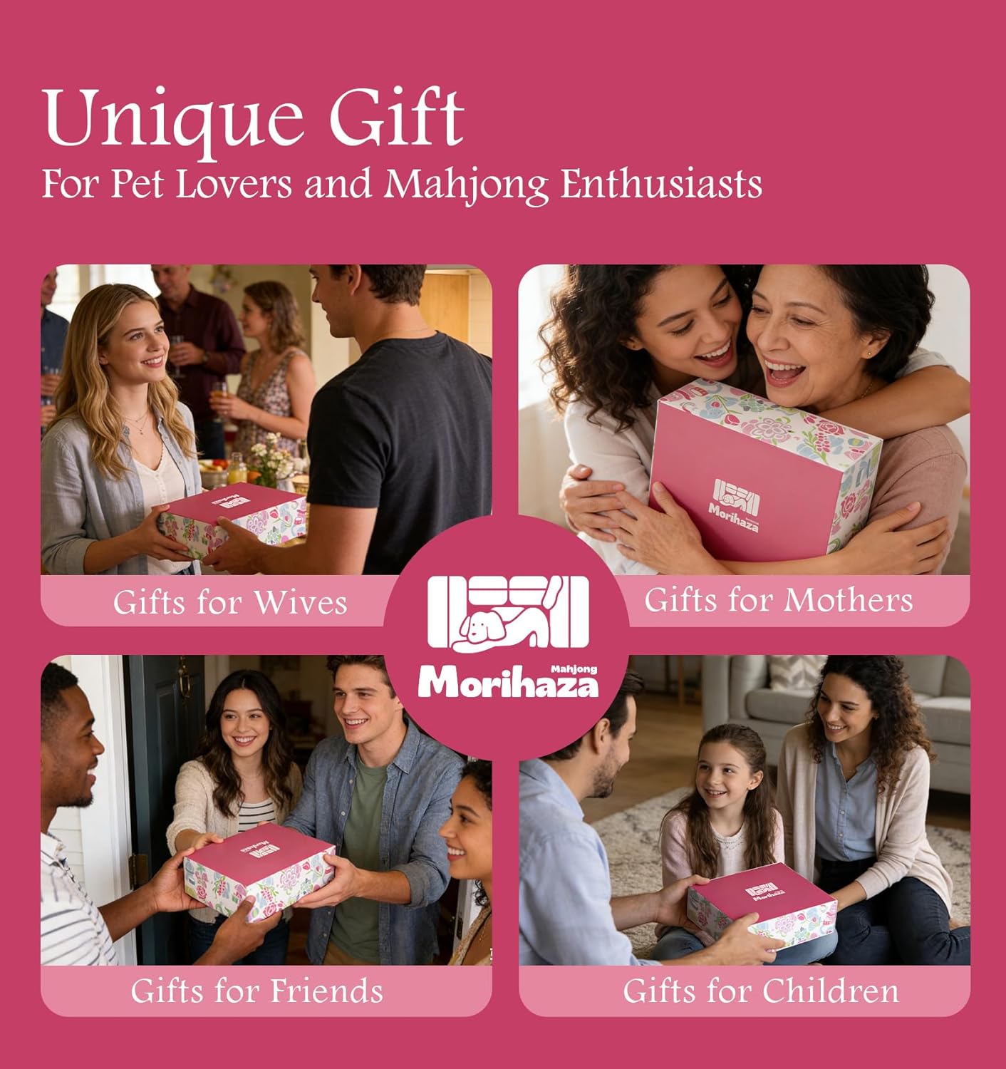 Dogs and Cats Themed Mahjong Tile Set - American Mahjong Travel Set with 160 Acrylic engraved Tiles & Dice | Novelty Animal Themed Game for Family | Unique Gift for Pet Lovers and Mahjong Enthusiasts