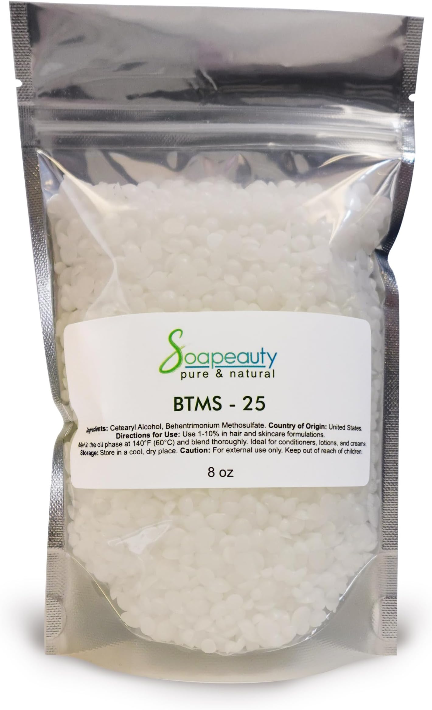 Soapeauty BTMS-25 (Behentrimonium Methosulfate & Cetearyl Alcohol) | Conditioning Emulsifier for Hair Care & Leave-In Formulations | 8 oz