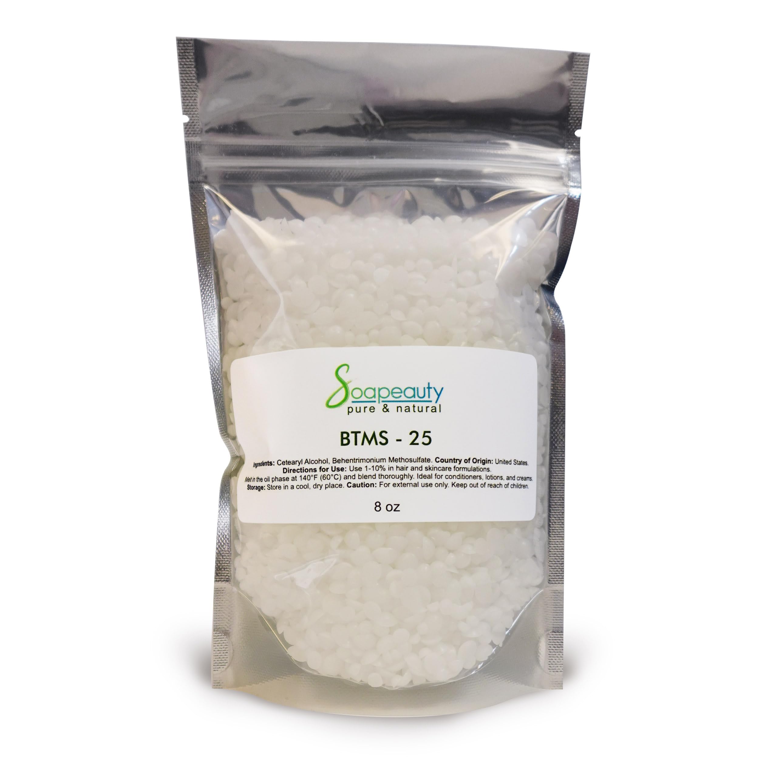 Soapeauty BTMS 25% Behentrimonium Methosulfate Cetearyl Alcohol Emulsifying Conditioner | Sizes 8 OZ to 8 LBS | (8 OZ)