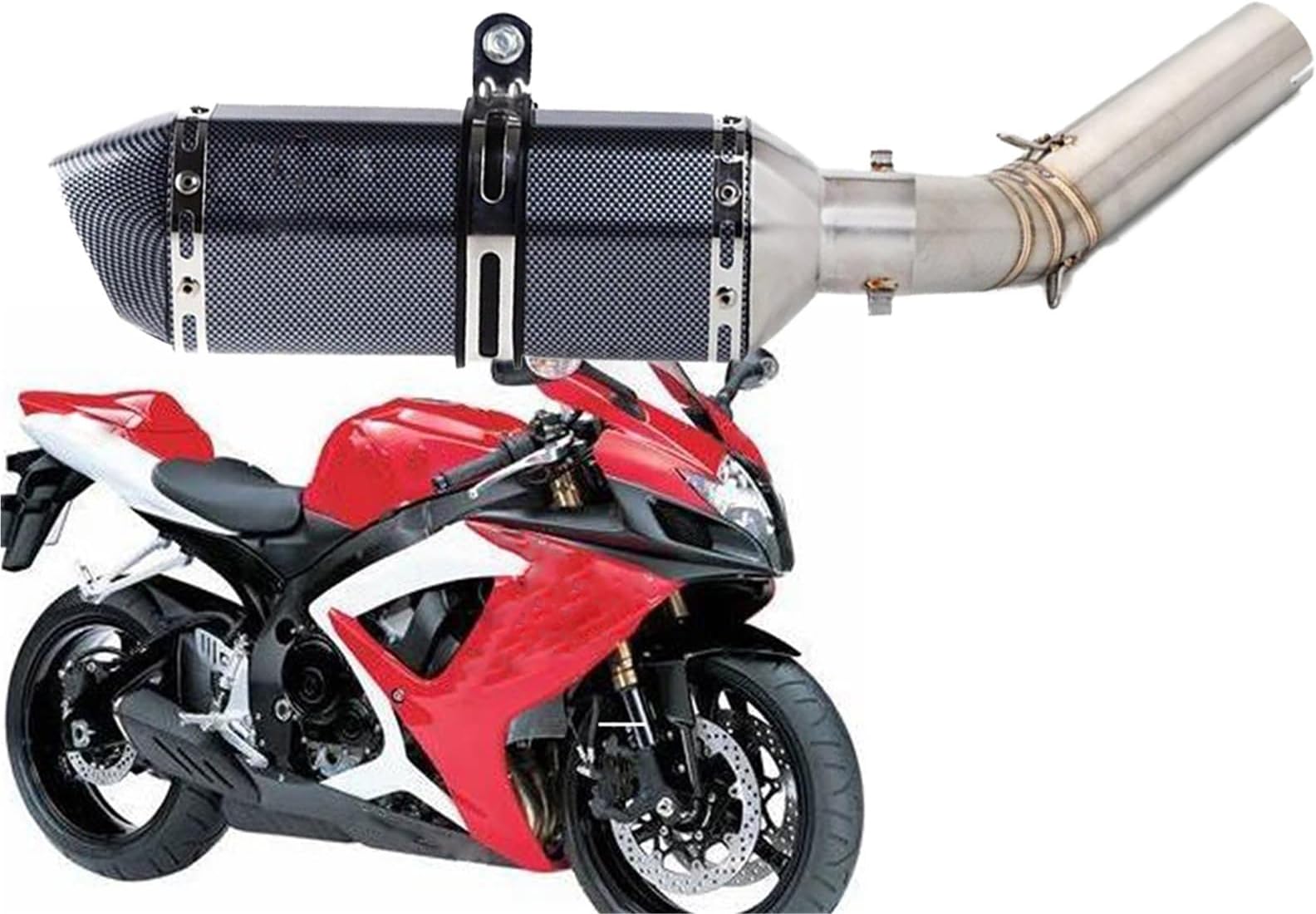 Exhaust muffler Motorcycle Full Exhaust For Suzuki GSXR600 Gsxr700 Gsxr750 K6 GSX R700 R750 R600 GSXR 600 750 2006 2007 Slip On Middle Pipe(Black- Silver)