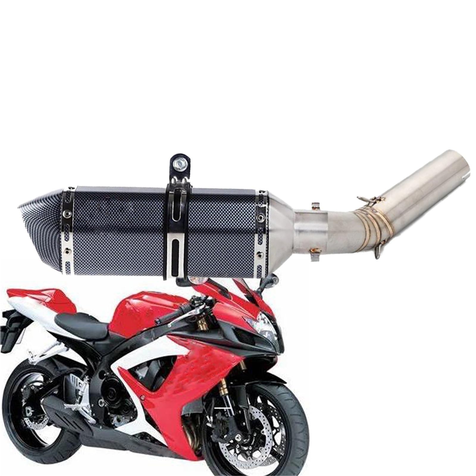 Exhaust muffler Motorcycle Full Exhaust For Suzuki GSXR600 Gsxr700 Gsxr750 K6 GSX R700 R750 R600 GSXR 600 750 2006 2007 Slip On Middle Pipe(Black- Silver)