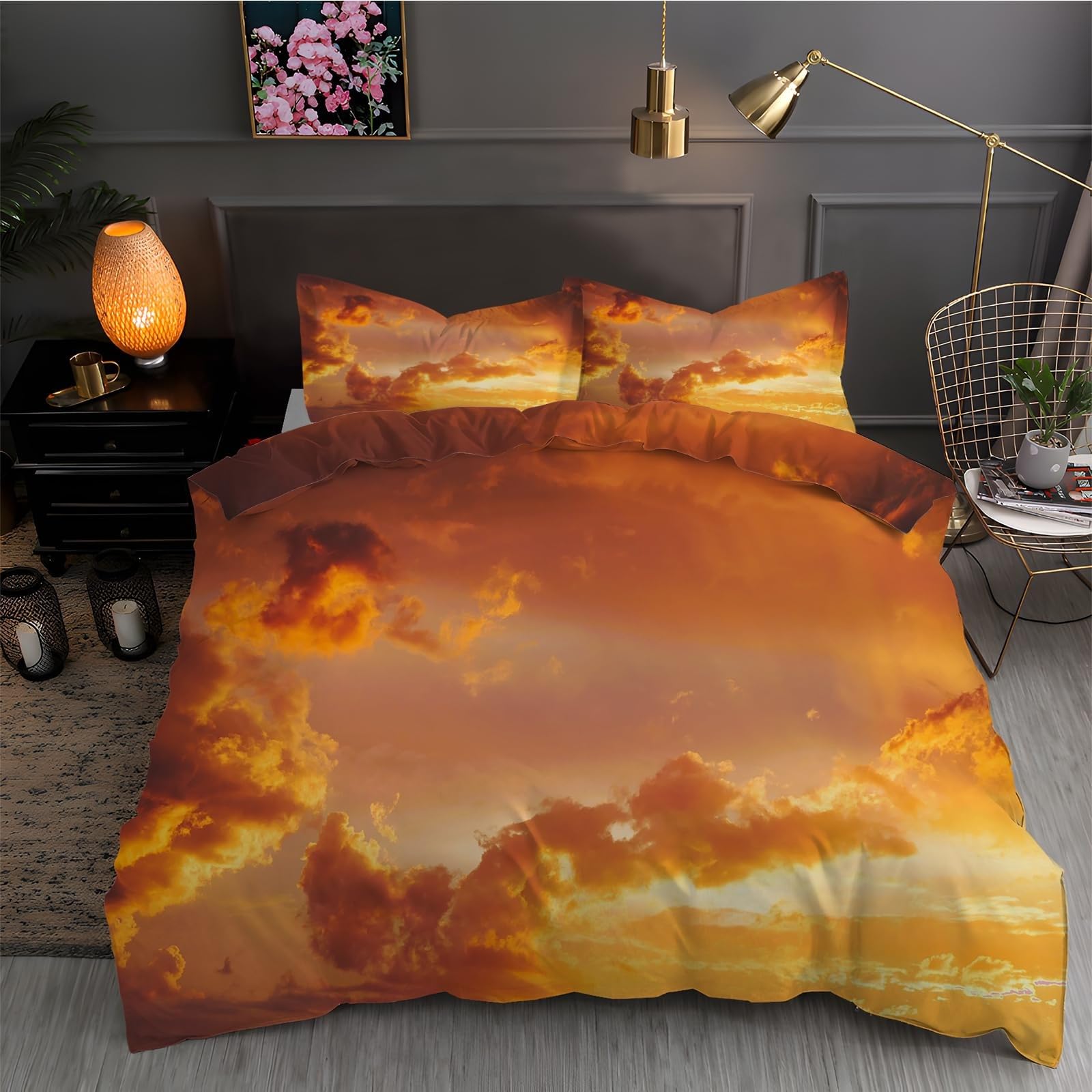 Housse de couette 240x260 nuages style crépuscule pour transformer l'ambiance de votre chambre à coucher