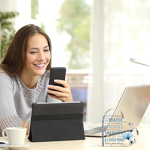 Vista 16 de Yulejo Regalos de agradecimiento para profesores de acrílico para mujeres, suculentas, letrero de corazón de agradecimiento, inspirador de fin