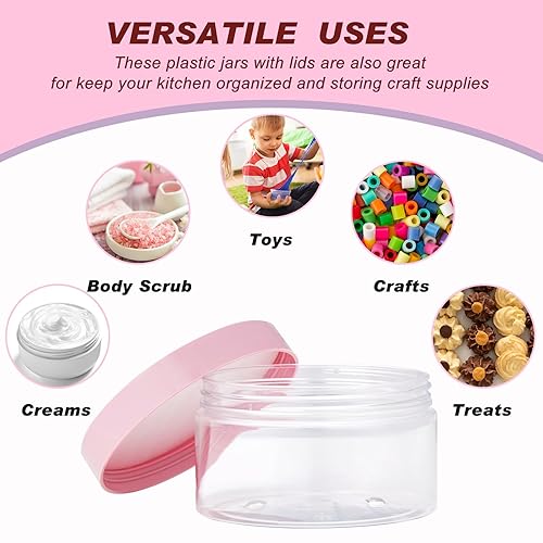 Miniatura 7 de Dandat 24 recipientes de plástico PET de 8 onzas para cosméticos a prueba de fugas, frascos cosméticos vacíos con tapa y etiqueta, tarros de viaje