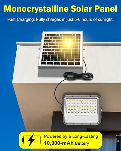 Miniatura 2 de Engrepo Luces solares para exteriores, IP65, impermeable, con energía solar, luz de inundación de seguridad con control remoto, 3000 lúmenes,