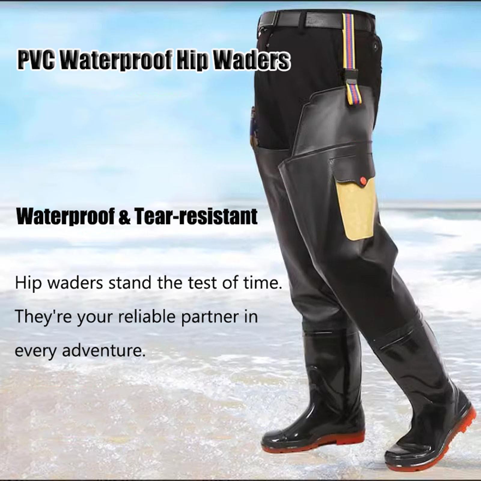 Wodery PVC do połowy uda, Spodnie wędkarskie z PVC dla mężczyzn i kobiet, do wędkowania polowania, kieszenią, wielokolorowe, rozmiary 4-9