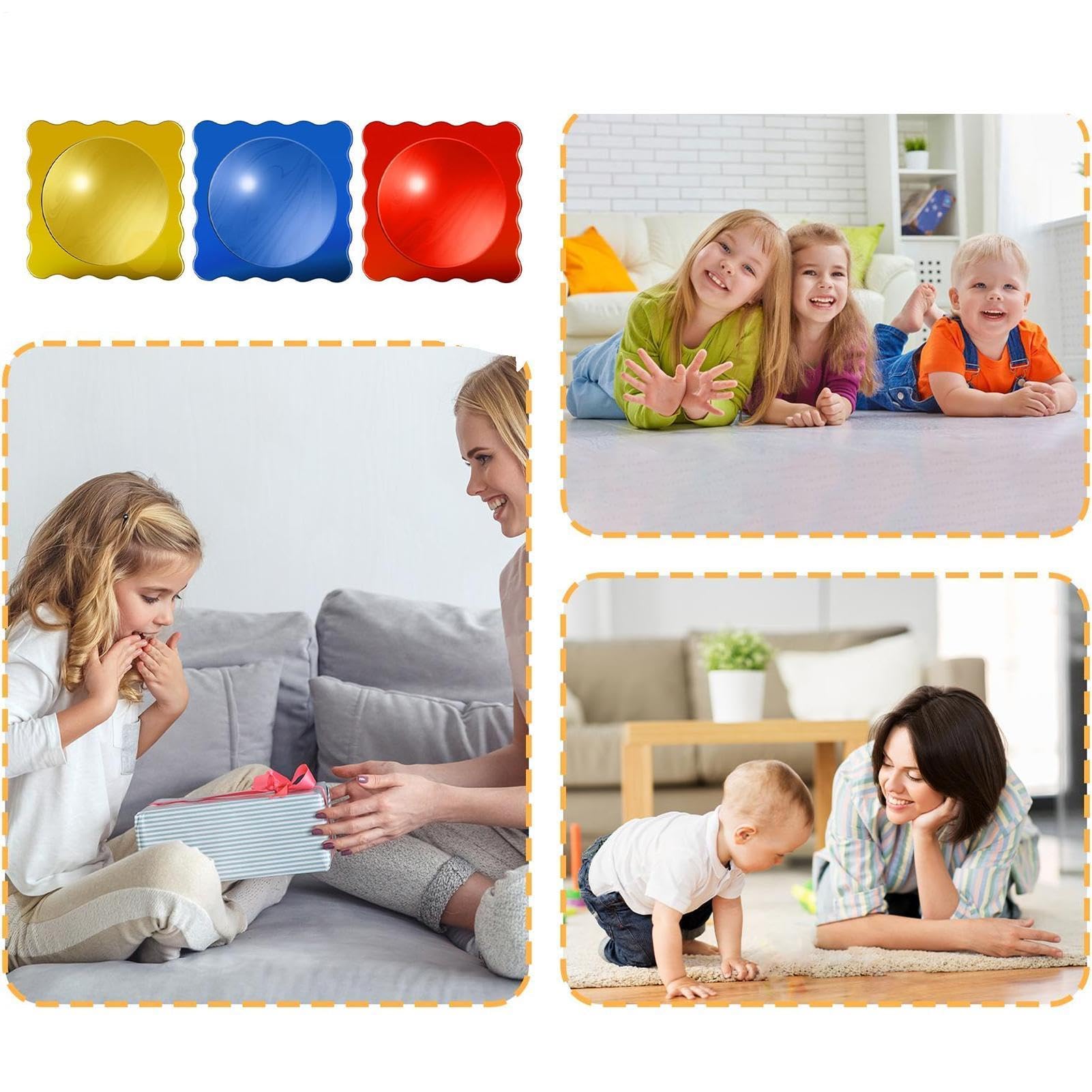 Set 3 Specchi Sensoriali da Parete per Bambini, 25x25 cm Specchio Acrilico Bubble con Adesivi, Infrangibile Specchio Deformante per Sala Giochi, Angolo Calma e Stanza Sensoriale