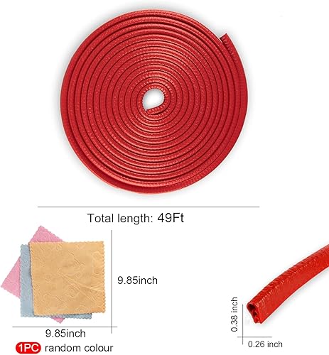 Vista 53 de SINGARO Protector de borde de puerta de automóvil de 16.4 pies, sin pegamento, tira protectora de entrada de puerta de automóvil, protector de Rojo