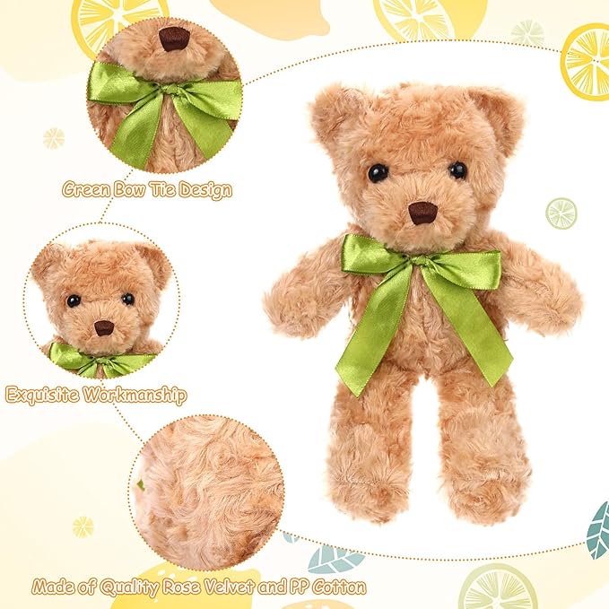 12 Osos de Peluche Suaves 10 Pulgadas con Lazo Verde para Fiestas miniatura 4