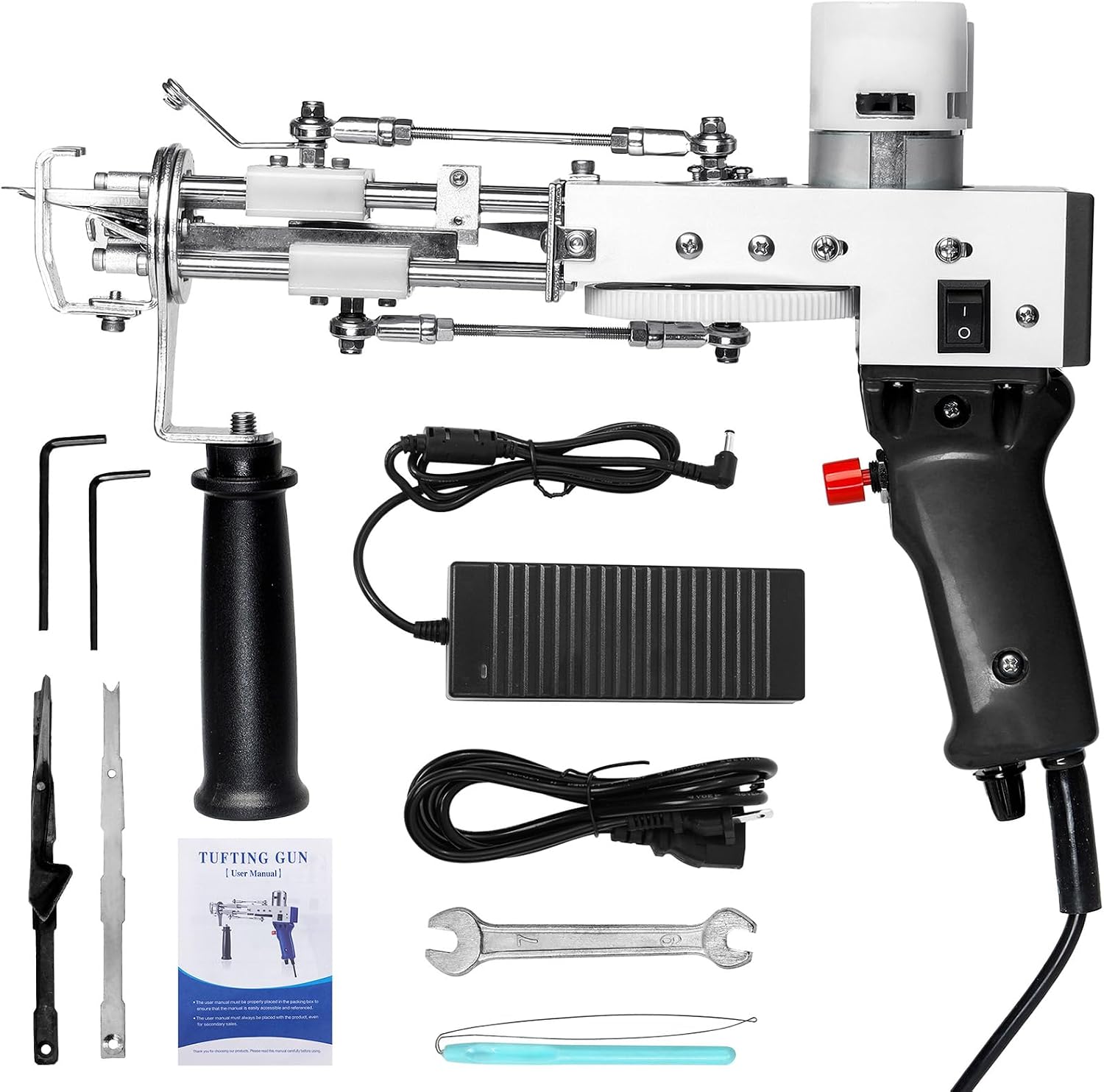 Industrial Rug Gun, Rug Tufting Gun,2 in 1 (Cut Pile & Loop Pile), Adjustable Carpet Thickness: 9-21MM, Speed Adjustable: 5-40 Stitches/sec, for Wool, Silk,B