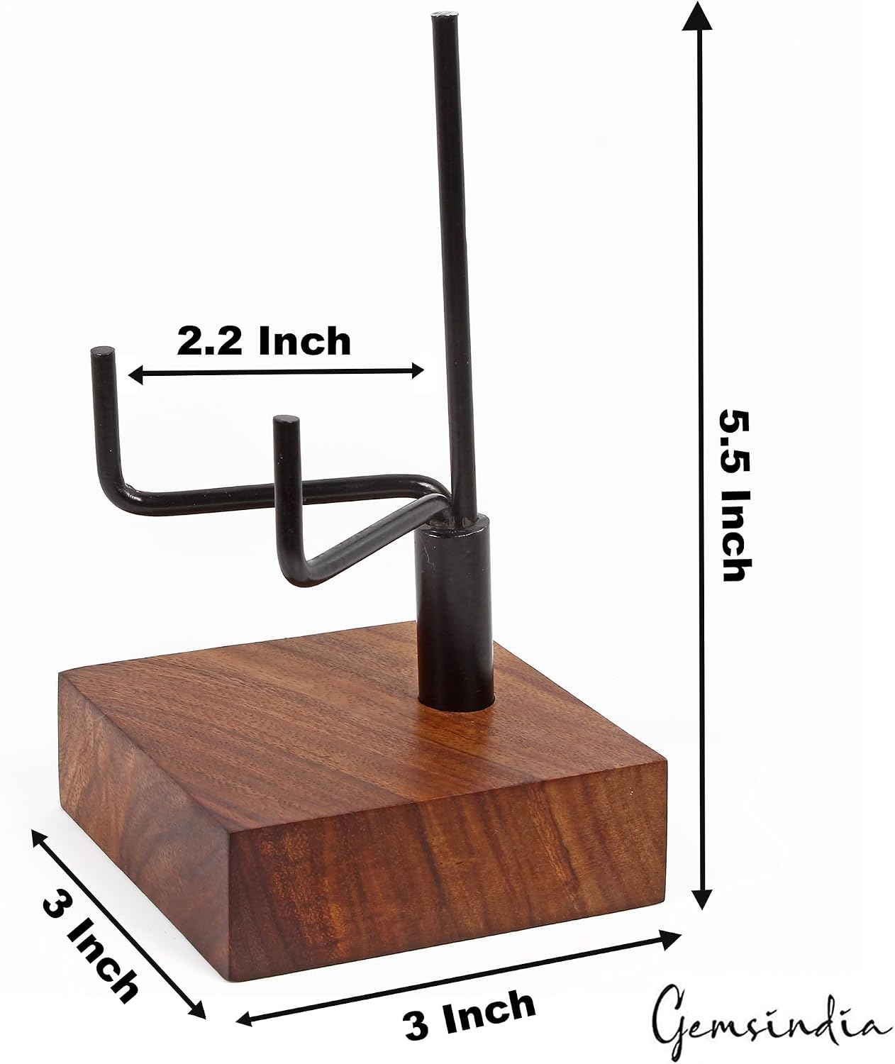 Crystal Display Stand Adjustable Metal Arm Display Stand with 3x3 Wooden Base – For Mineral Specimens, Geodes, Agate Slices, and Small Picture Frames