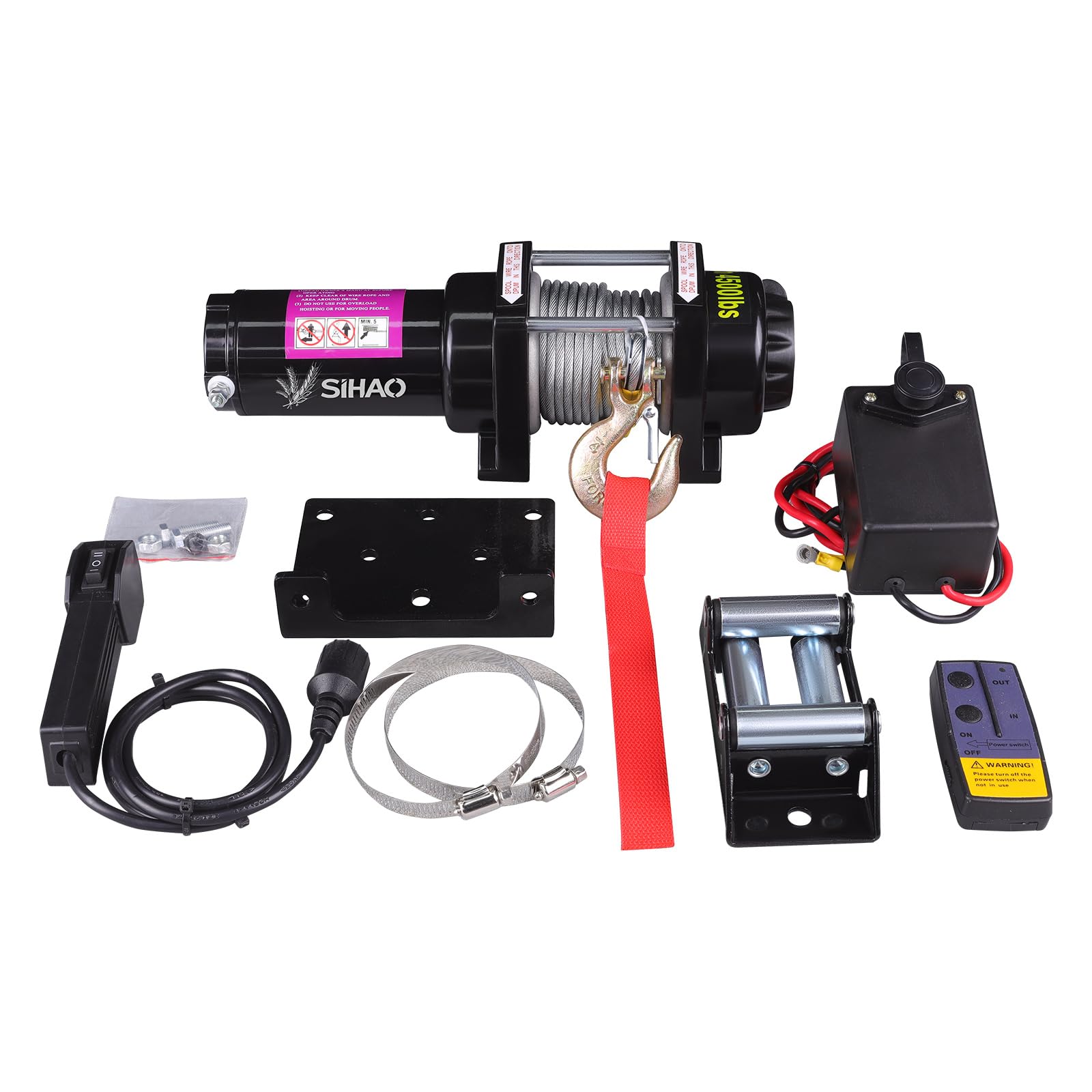 Winch Cabrestante Eléctrico Polipasto Eléctrico 4500 LBS,12V,IP67 Impermeable,Cable de Acero Inalámbrico + Mango,Doble Uso,Compatible para RV/Off-road Vehicle/Camper Van,etc