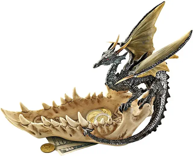 Design Toscano Opferschale Kiefer des Drachen - Drachenfigur für Heim und Garten