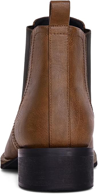 Western Cowboy Boots for Men - Mens Square Toe Chelsea Boots Ankle Cowboy Boots Mens Casual Retro Stylish Boots, Brown, 10.5