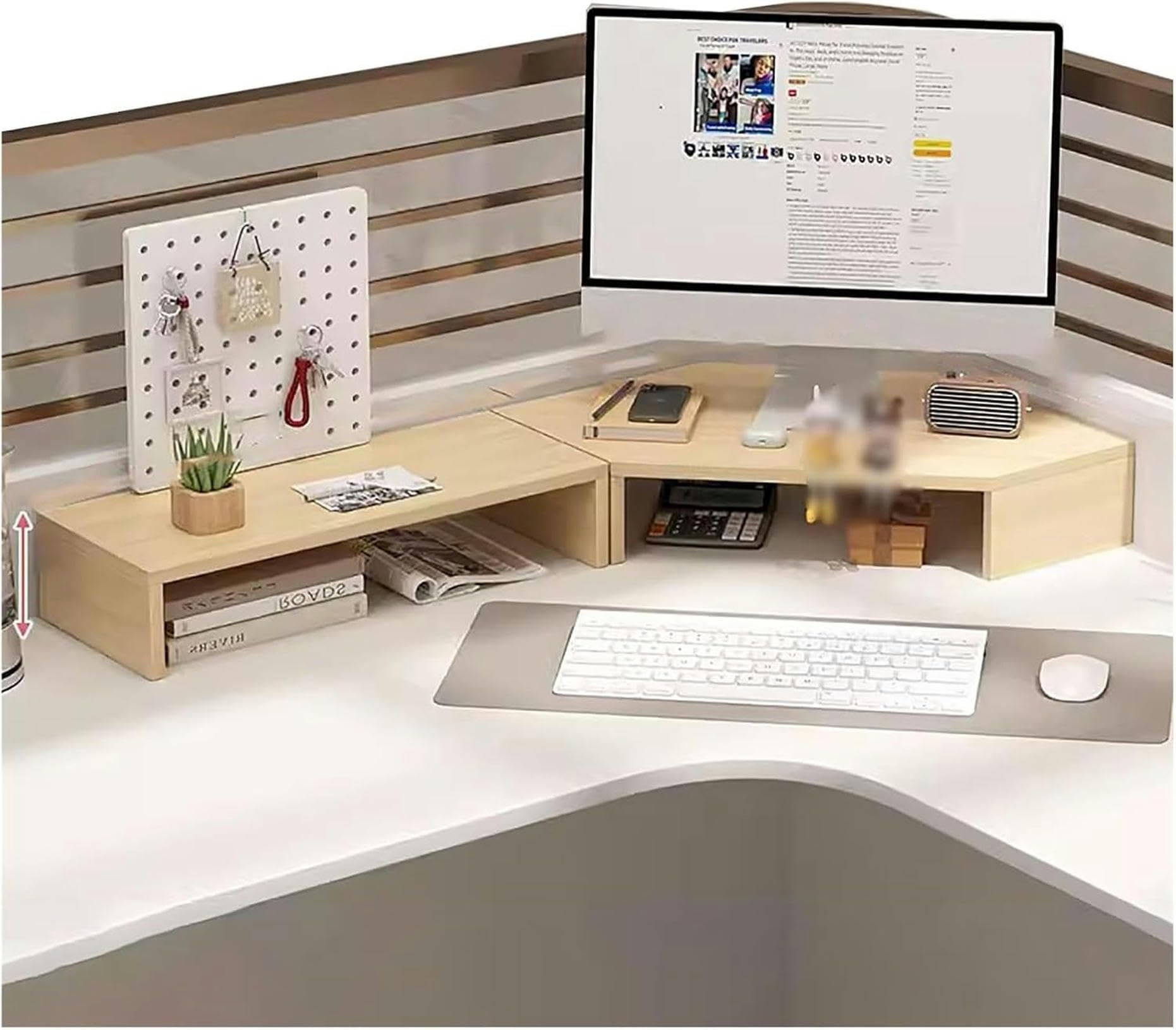 Colonne montante du moniteur en bois pour organiser un coin bureau à la maison