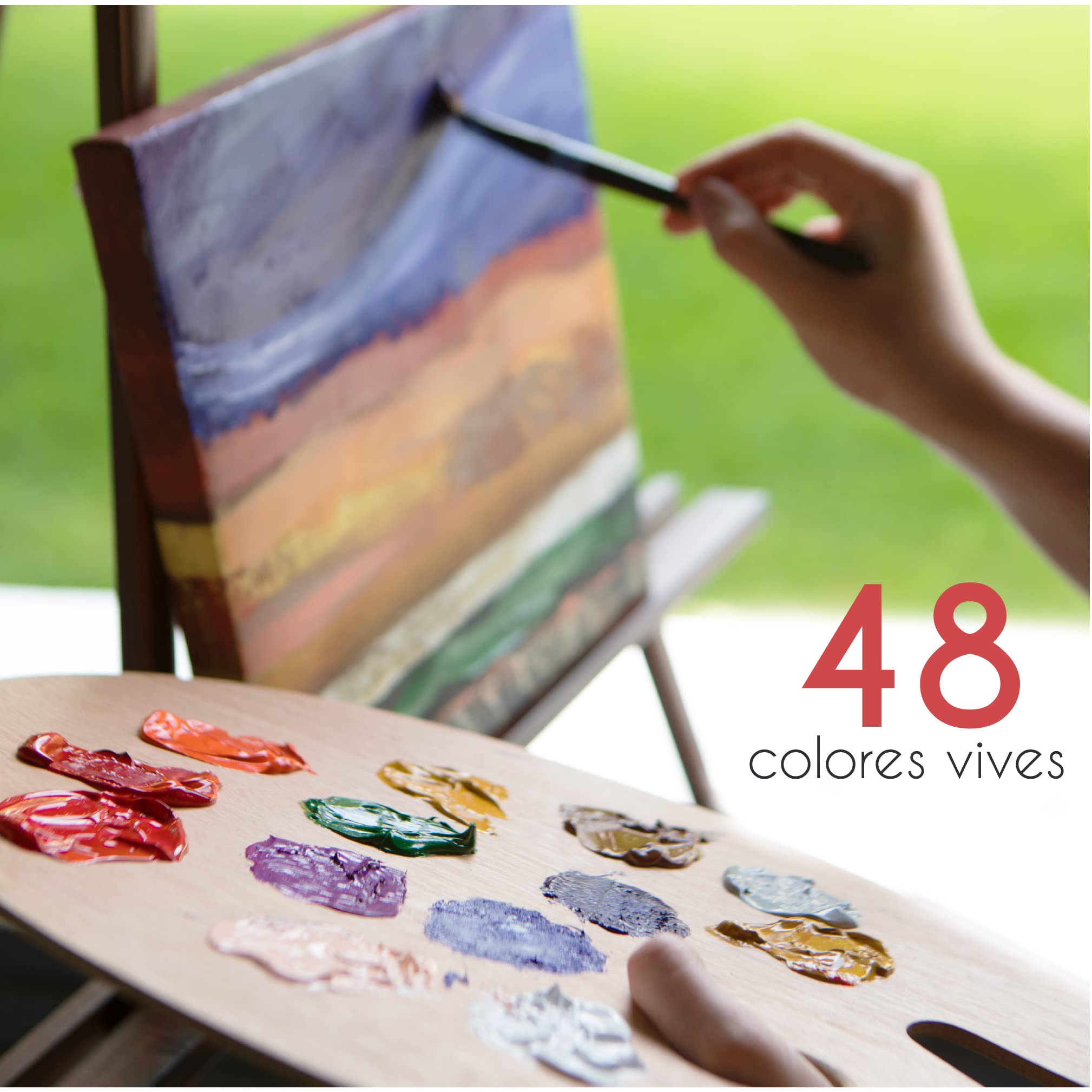 Zenacolor 48 Tubos de Pinturas al Oleo Set de 48 x 12 mL - Pintura para Profesionales - Caja de 48 Colores Diferentes - Ideal para Adultos